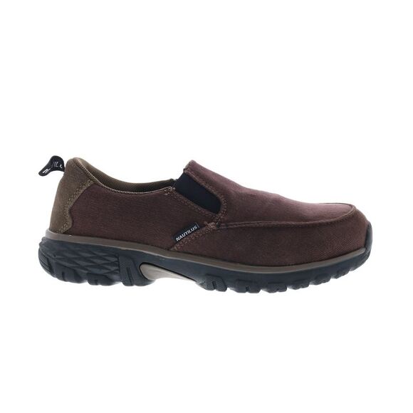 Nautilus Mens Breeze Slip-On Alloy Toe Electrical Hazard Brown Shoes (NWT) - Picture 1 of 7